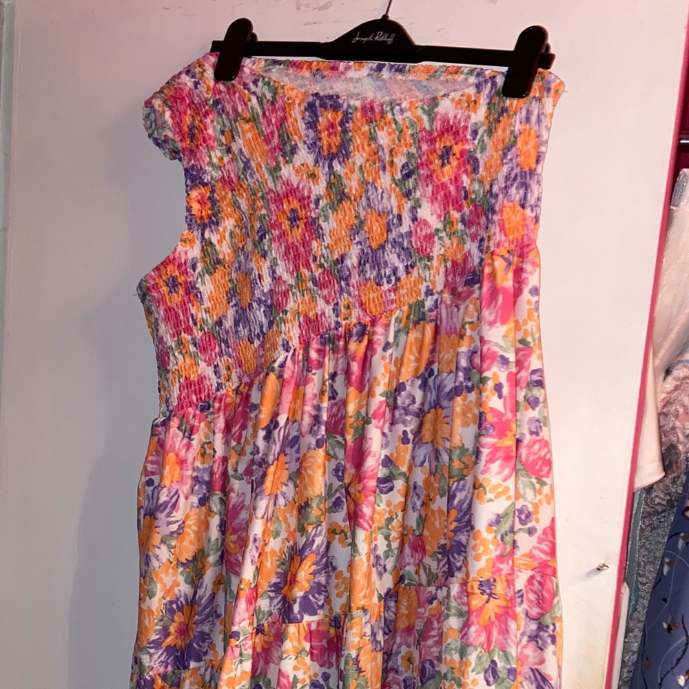 Floral  Dress with Smocked Bodice
